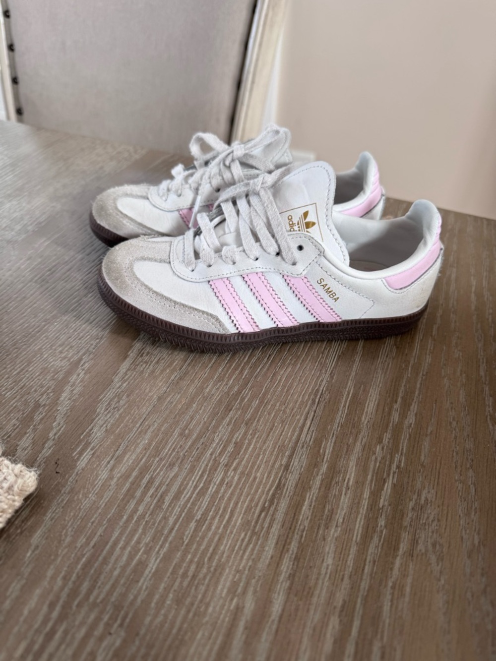 adidas Samba White with Light Pink Stripes